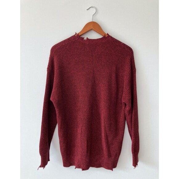 Pistola Eva Distressed Cotton Crew Neck Pullover Sweater Cherry Black Marl Sz S - Picture 3 of 6